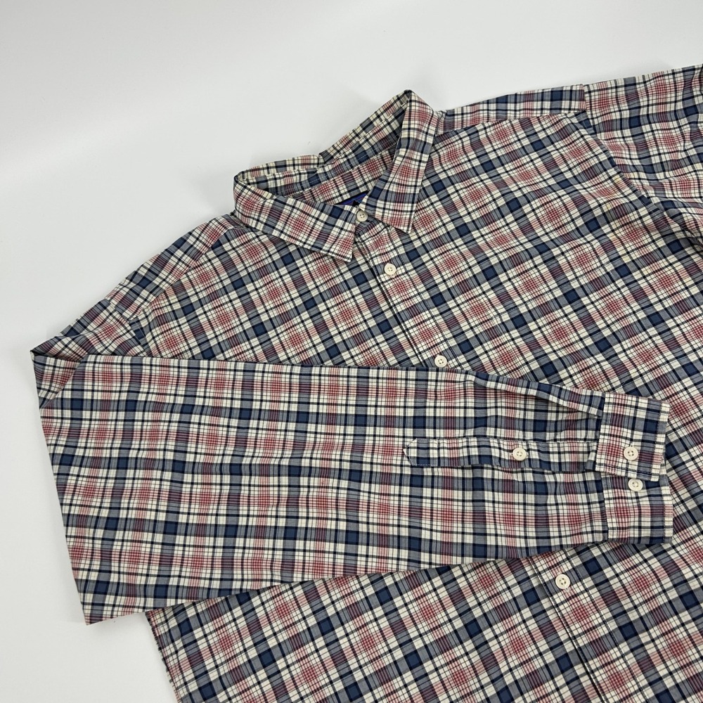 Patagonia Fezzman Shirt Mens XL White Plaid Organic Cotton Button Up Long Sleeve